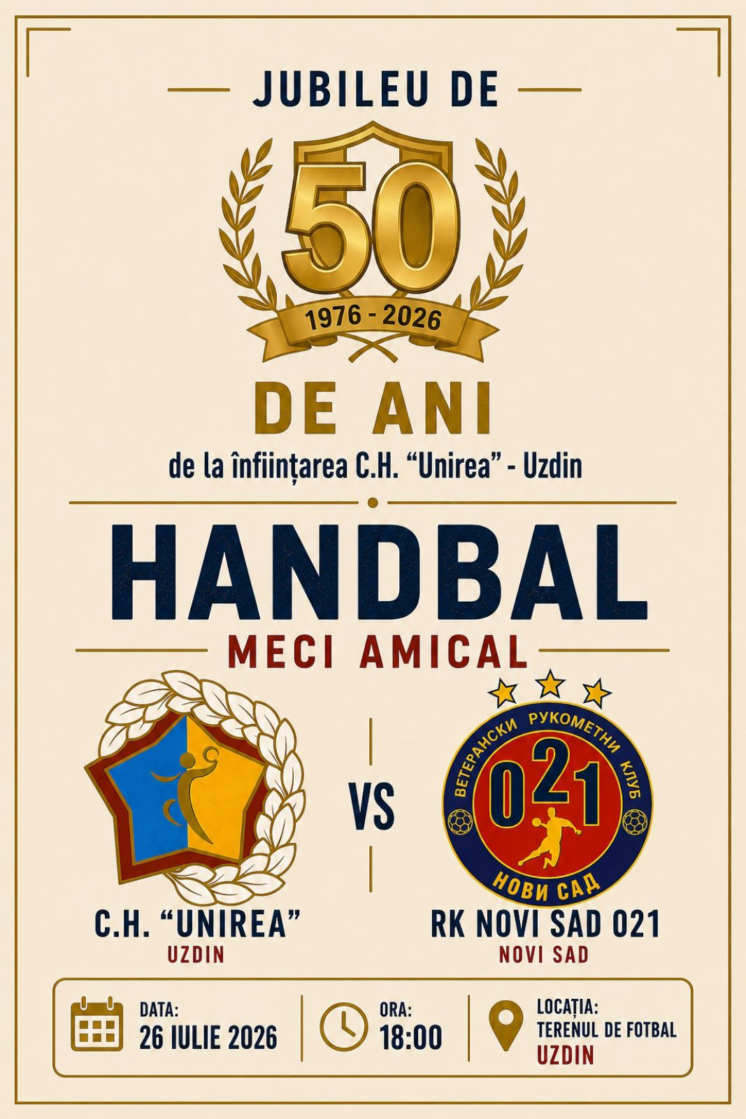 Clubul de Handbal Unirea Uzdin sărbătorește 50 de ani de existență!