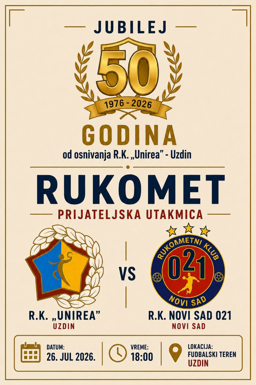 Rukometni klub Unirea Uzdin slavi 50 godina postojanja
