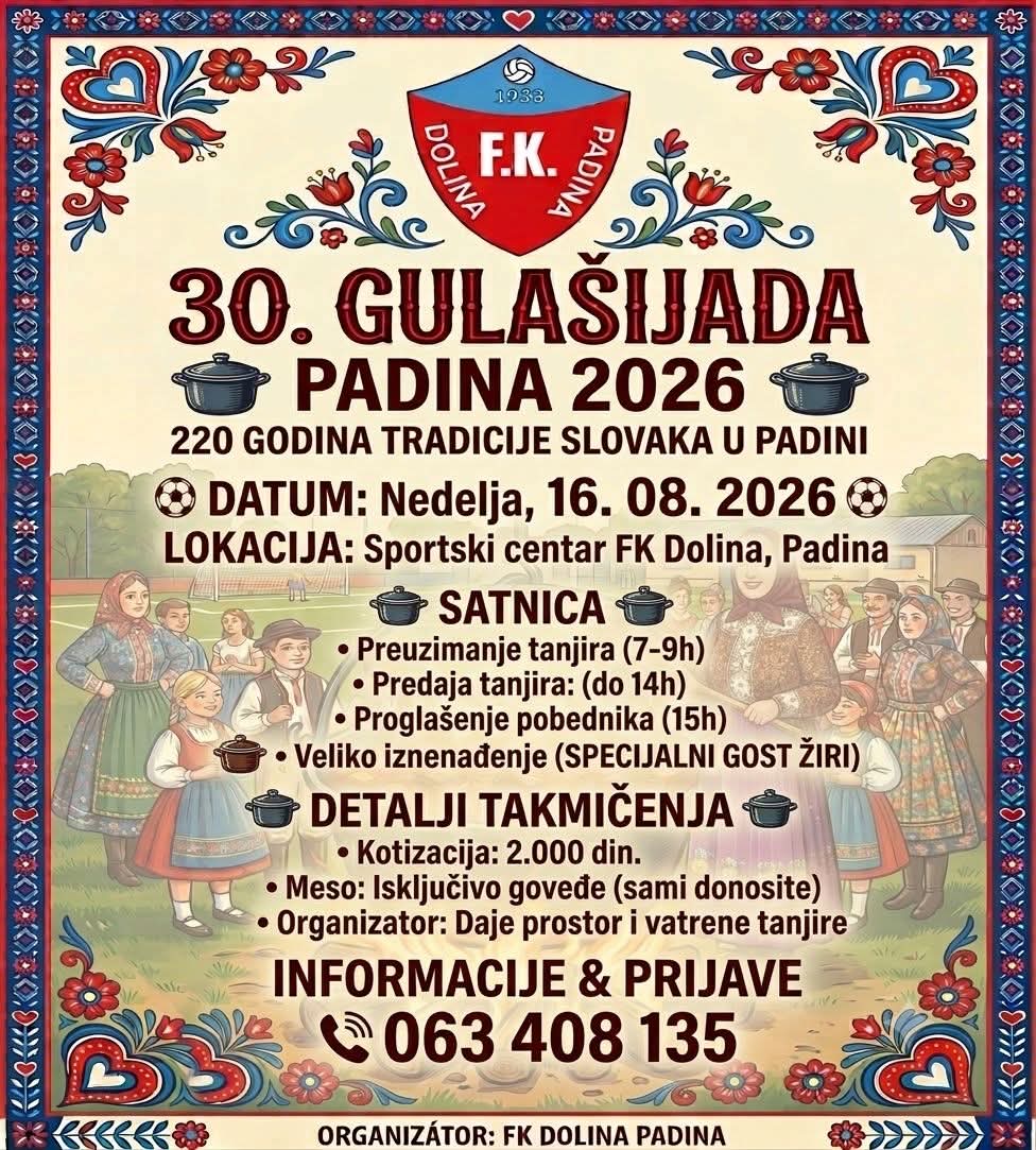Prihlášky na Gulášiádu v Padine do 15. augusta
