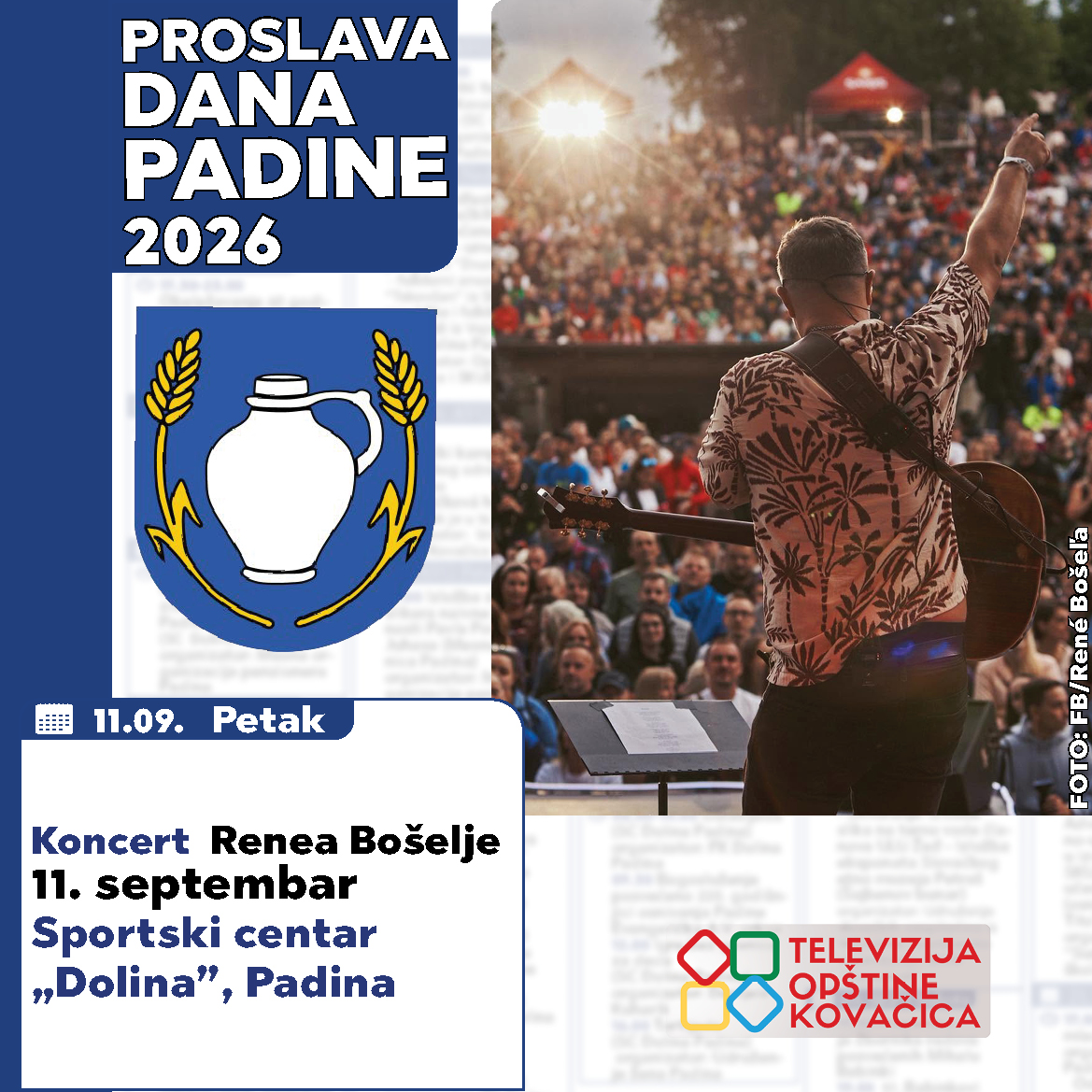 Koncert Renea Bošelje u Padini – 11. septembar